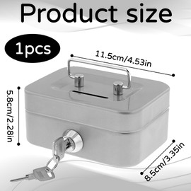 Money box with key, cash box with slot, cash box lockable, small, lockable, small cash box, lockable, can be used as a small cash register