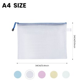 AKHTART 5Pcs A4 Plastic Wallets File Bags, A4 Document Wallets with Zipper, Document Folder, Zip Lock Bags, Document Zipper Bags, Zip Plastic Folder for School, Travel, Home, Office (White)