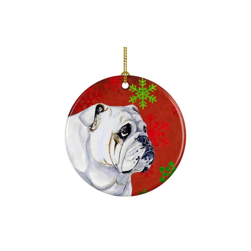 Caroline's Treasures LH9319-CO1 Bulldog English Red Snowflake Holiday Christmas Ceramic