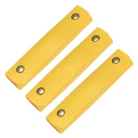 TIXIPEM Leather Handle Wrap [3PCS] - Handbag Handle Wrap Cover with 2 Metal Clasps Use for Suitcases & Bags & Shopping Totes & Wallets - [Yellow-5IN/12CM] Soft Purse Strap Pad