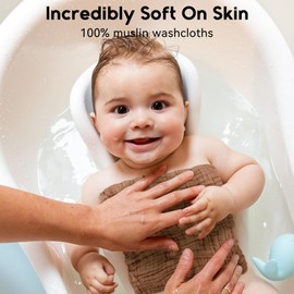 Unnivoll Muslin Cloths for Baby 100% Cotton Muslin Squares Baby Wash Cloth Baby Essentials for Newborn Boys Girls Large 30x30CM Extra Soft and Absorbent 6 Pack - Gradient Coffee