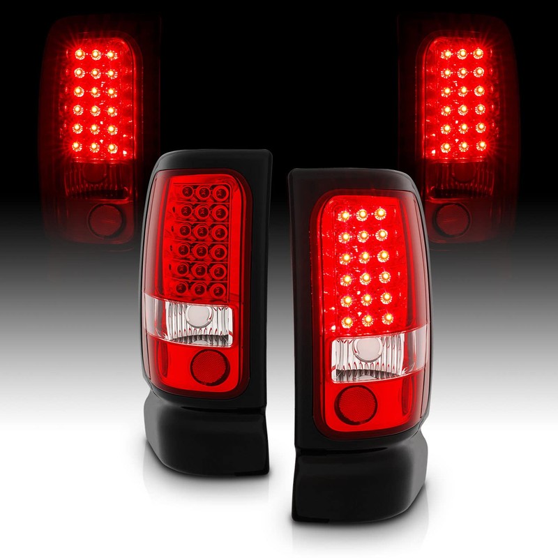 AmeriLite Red/Clear LED Brake Tail Lights Set For 94-01 Dodge
