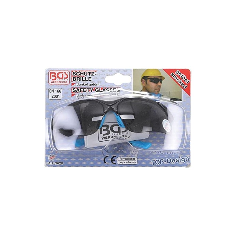 BGS safety glasses, grey, tinted, BGS-3628