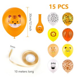 Ainiv 15PCS Balloons, Cartoon Animal 12inch Strong Thicken Party Balloons with Ribbon, Metallic Latex Children Balloons,Party Supplies Balloons for Birthday Party,Graduation Decoration,Baby Shower