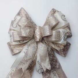 Wreath Bow Merry Christmas Scrip with Champaign, Gold, Christmas Bow