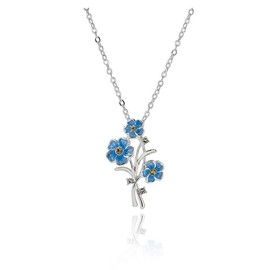 Equilibrium Forget Me Not Silver Plated Posy Necklace l 354495