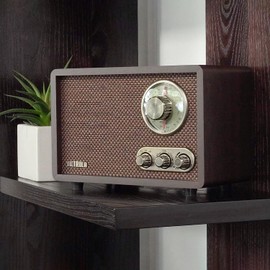 Victrola Victrola Retro Wood Bluetooth Radio with Built-in Speaker,Elegant & Vintage Design, Rotary AM/FM Tuning Dial, Wireless Streaming, Walnut