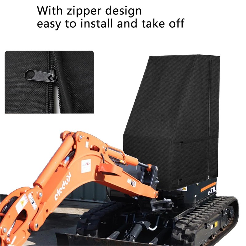Excavator Cover Waterproof, Digger Covers with Zipper and 2 Adjustable