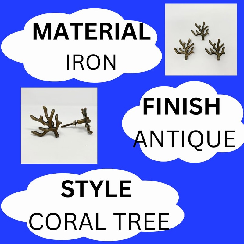 Coral Tree Branch Knob Drawer Pull, Cabinet Dresser (Antique Bronze)