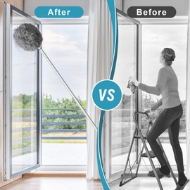 Storystore Ceiling Fan Cleaner Duster, Adjustable and Removable Fan Blade Cleaner from 13 to 49.7 Inches for High Ceiling, Fan Duster with Extension Pole for Window Top Bookshelves