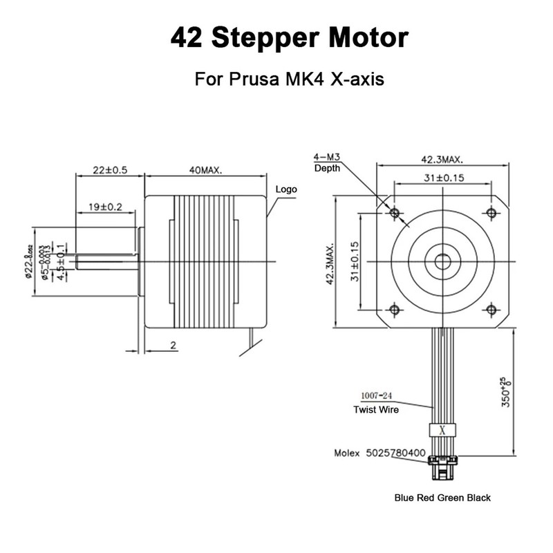 Luocute 3D Printer X Axes Stepper Motor for Nema17 17HTNC4204Z