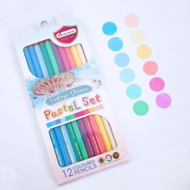 MASTERART Pastel Colored Pencils 12 Colors for Kids and Adults Coloring (VINTAGE DREAM PASTELS)