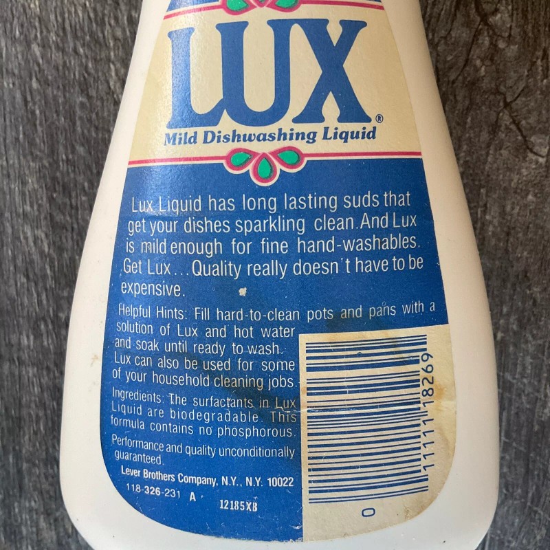 Lux Vintage Lever Brothers co. LUX Mild Dishwashing Liquid 22