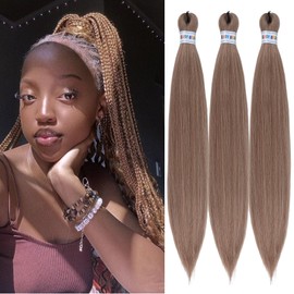 Rose Blonde Braiding Hair Pre Stretched Color 24/30/613 Prestretched Braiding Hair Extensions Hypoallergenic Ez Braid Yaki Texture Synthetic Box Braids for Black Women
