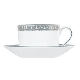 Wedgwood Vera Wang 1053468 Vera Lace Platinum Tea Cup & Saucer, Wedding Gift, Gift