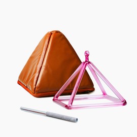 TOPFUND Purple Quartz Singing Pyramid 4 inch with Artificial Leather Carrying Case and Quartz Suede Mallet