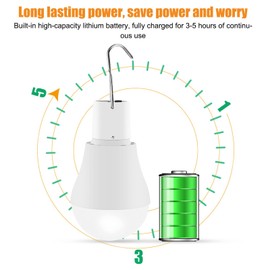 LED Bulb, 2 in 1 Solar Light Bulb, Solar Light Bulbs Light Sensing Button Waterproof Patio Lights Tent Light with Hook Solar Heat Lamp for Outdoor Camping Emergency with Hook