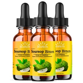 Amargo de Guanabana Extracto 100% Puro En Gotero (Soursop Bitters) - 60ml/2 Oz - Para Hasta 30 Porciones (2 Ml/Dia) - Potente Soporte Antioxidante Ric