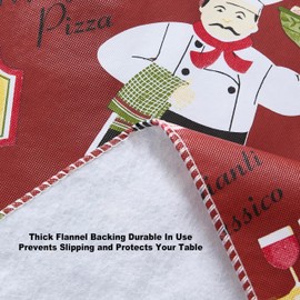 Newbridge 60 x 120 Inch Rectangle Vinyl Tablecloth with Flannel Backing, Italian Red Bistro Chef, Novelty Chef Indoor Outdoor Waterproof Table Cover for Picnic, Barbecue, Patio and Kitchen Dining