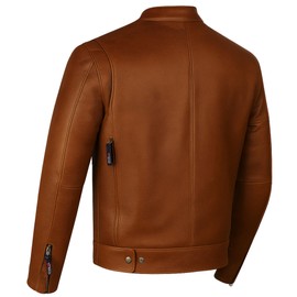 COMMUTER Men's Motorcycle Jacket, Premium Buffalo Leather, CE Armor, Utility Pockets, Street Cruiser Motorbike Biker Tan XL