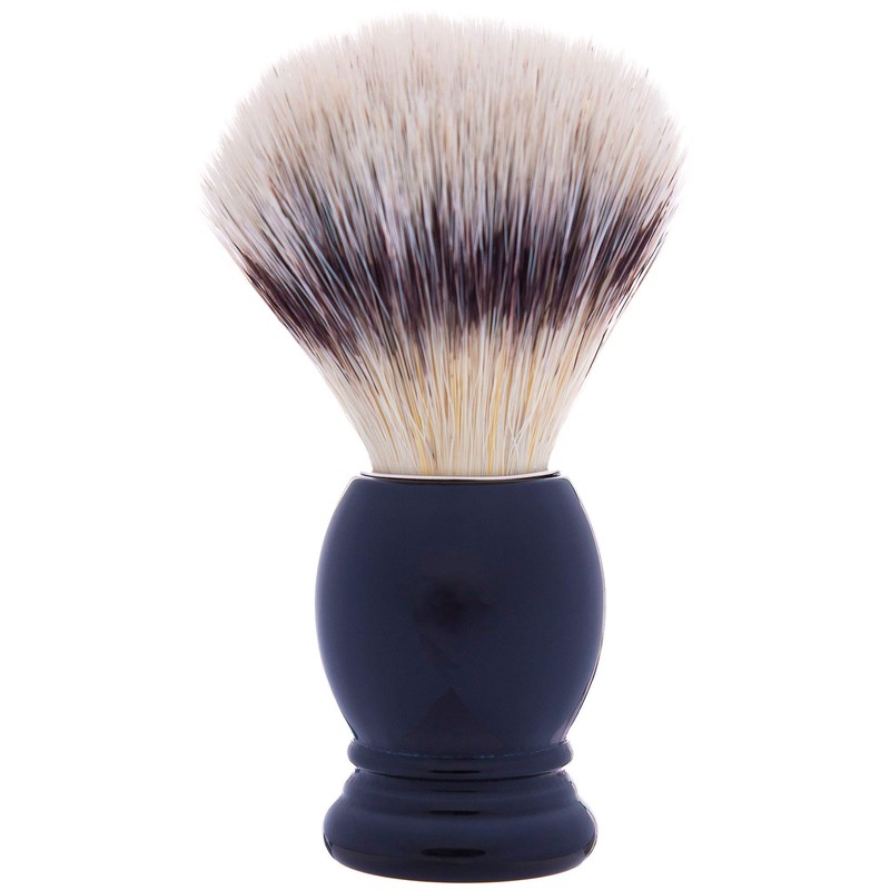 Plissson Classic Shaving Brush with Black Handle and White Fibre