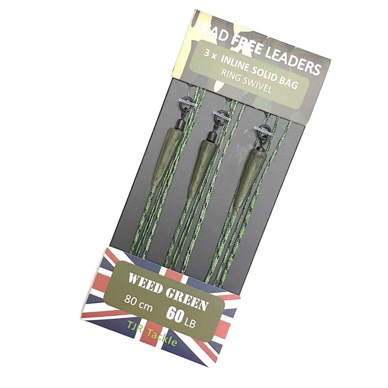 TJR Tackle Solid Bag Inline Leaders Lead Free Ring Swivels
