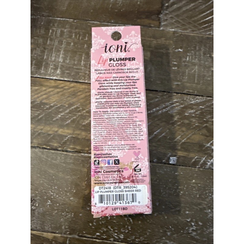 Ioni Lip Plumper Gloss HOT ALERT Sheer Red