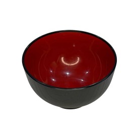 RICE Japanese Rice Noodle Miso Soup Bowl, Back and Red, 12 oz, Made In Japan, 1 Bowl