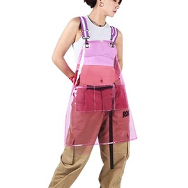 MIKI WELL Cross-back Adjustable Apron With 3 Pockets Hair Salon Work Apron for Hair Stylist (22.8” W 25.5” L), Pink+pink Webbing, One Size
