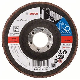 Bosch 2608607319 X571 Angled Flap Disc for Metal, 115mm Ø, 120 Grit, Black/Brown