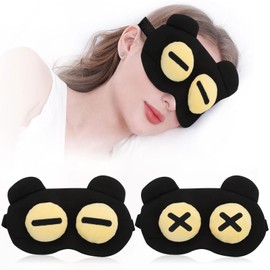 CZAYEFNH Sleep Mask, 2 Pieces Ultra Soft Eye Mask Made of Plush & Silk, Light Blocking Eye Visor with Elastic Band, Cute Women Sleeping Mask for Travel Party