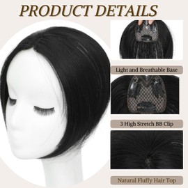 Mekylio Hair Toppers for Women with Thinning Hair Extensions 360° 3D Toppers Hair Pieces for Women Clip Ins Fake Bangs Hair Pieces Perfect Solution for Stylish Upgrade (Black)