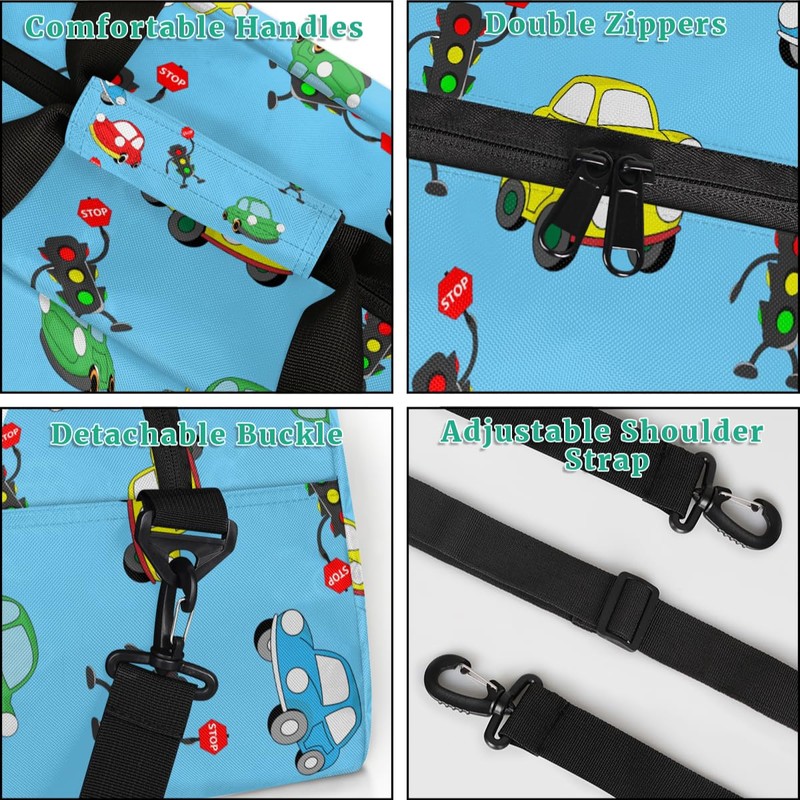 Cartoon Truck Duffle Bags for Kids,Waterproof Sports Gym Bag,Travel Weekender