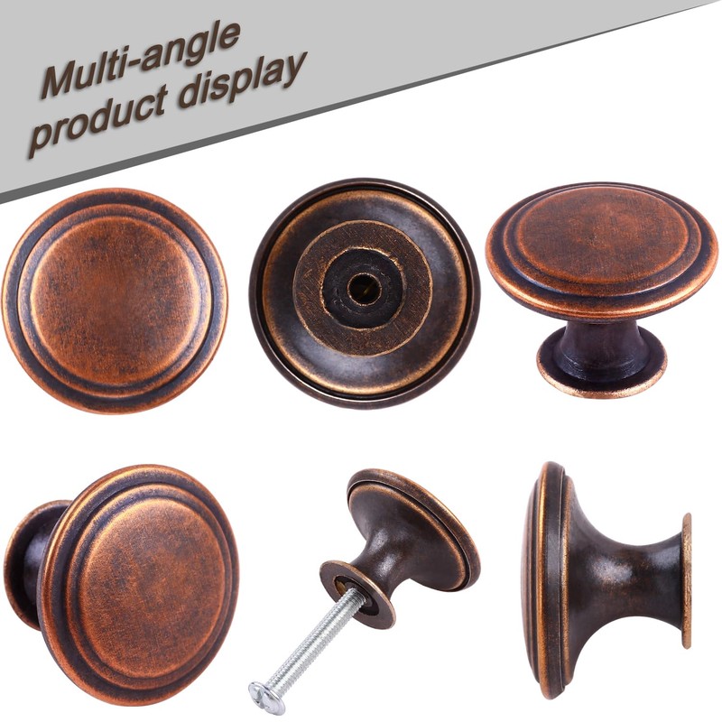 YOIPE Pack of 10 Flat Round Shape Drawer Pulls Red