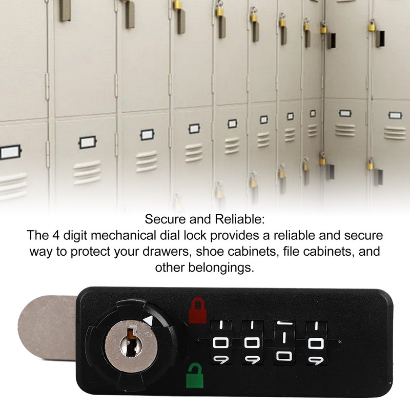 4 Digit Mechanical Dial Combination Lock Password Safety Drawer Shoe