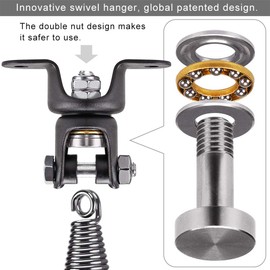 BeneLabel Heavy Duty Boxing Punching Bag Hanger Chain with Spring, 350 LB Capacity, 360° Rotation Wood Beam Holder with 4 Chains and 4 Carabiners, 2 Wood Screws for Wooden Sets