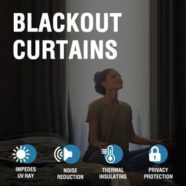 H.VERSAILTEX Linen Like Full Shading Window Panels with Black Liner, Thermal Insulated Blackout Curtains for Bedroom, Heat and Cold Blocking Drapes for Nursery (52W x 63L, Heather Grey, 2 Panels)