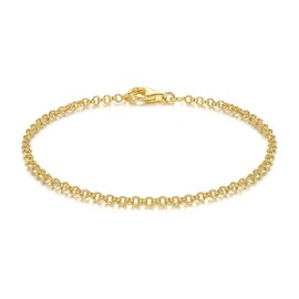 Moonfox 14K Gold Bracelets for Women Non-tarnished Brilliance Gold Chain Bracelet Love Bracelets Double Hoop Interlaced Women’s Gold Bracelet 6.5/7/7.5/8/9 in