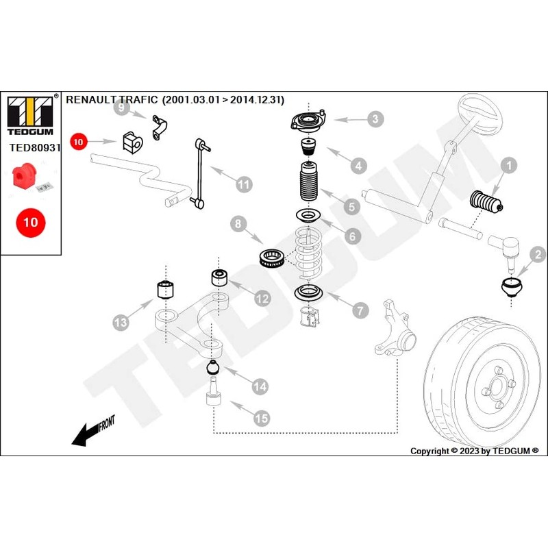 TEDGUM TED80931 POLYURETHANE STABILIZER FRONT (INNER) BUSHING