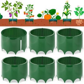 Threehoney 6 Pcs Grow Planting Rings 7 Inch Water Saver Irrigate Green Round Planting Rings Circular Landscape Edging Kit for Deep Watering Veggies Herbs Flowers Trees and Garden Plants