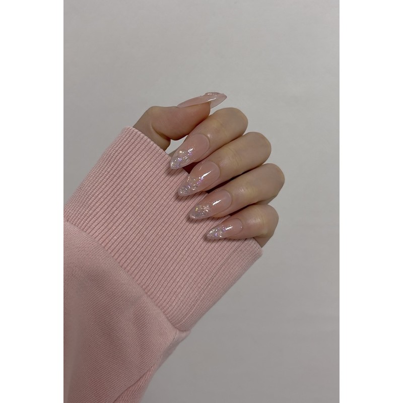 [Year-end nails with ten-hand glass parts] Pink glass of poetry❄