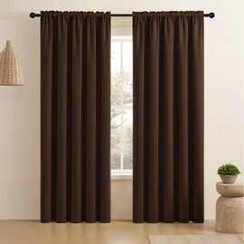 CUCRAF Blackout Curtains 84 inch Length 2 Panels Set, Rod Pocket Room Darkening Drapes for Bedroom Living Room, Insulated Thermal Light Blocking Window Curtain (W52 x L84 Inch, Chocolate)