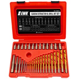 EWK 35 Pcs Screw Extractor Set with Left-Hand Drill Bit, Spiral Screw Extractor, Multi-Spline Screw Removal Tool for Stripped, Broken, Rust Screws