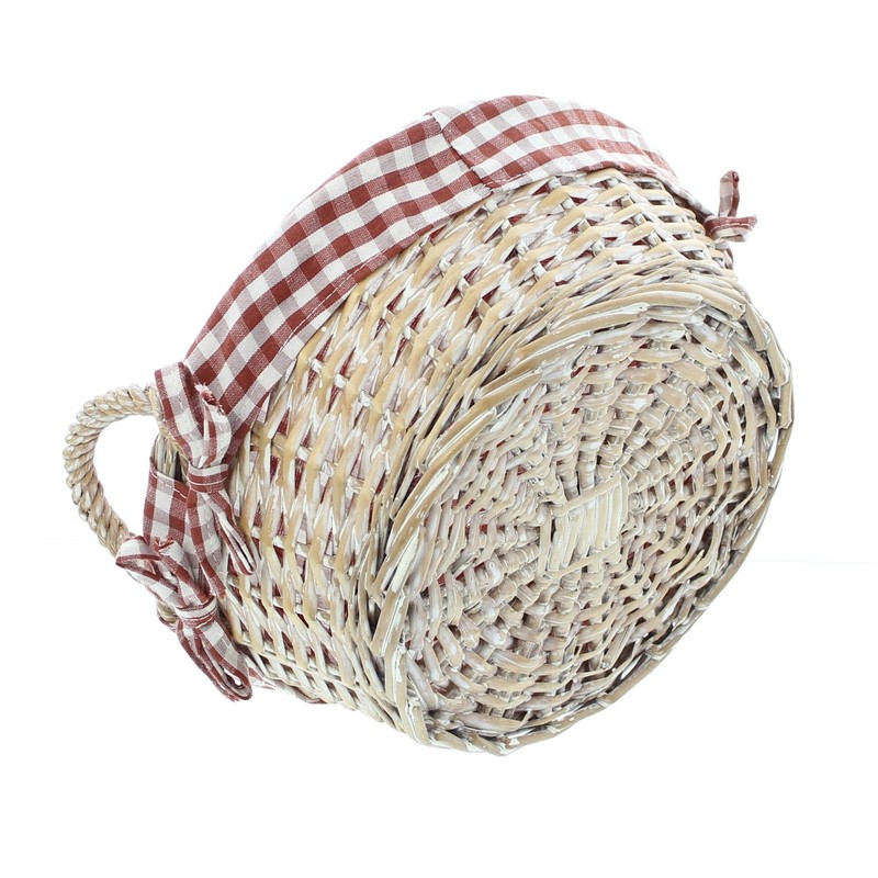 FRANK FLECHTWAREN Basket Bowl Checked Round Diameter 25 x 10