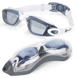 RIOROO Schwimmbrille, Schwimmbrille für Herren und Damen mit Breiten Gläsern, UV-Schutz, Blendfreie Schwimmbrille mit Gratis Schutz Fall für Triathlon-Schwimmbrillen Andere Sommersportarten