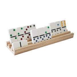 DNB Wooden Domino Racks - Set of 4 Domino Tiles Trays 3 Slots per Tray - Domino Organizers for Domino Games - Dominoes NOT Included