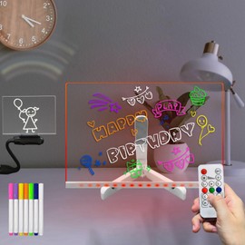Masshomi 7,8 * 11 Zoll Acryl Dry Erase Board mit Stand 7 Farben ändern 7 Marker Fernbedienung LED-Zeichen Light Up DIY Schreiben Zeichnung Message Note Board Memo Menü zu tun Liste