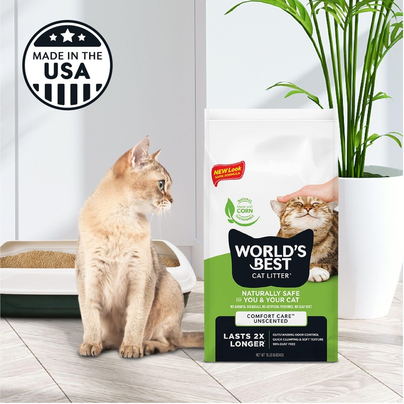 WORLD'S BEST CAT LITTER Comfort Care Unscented, 32-Pounds - Natural