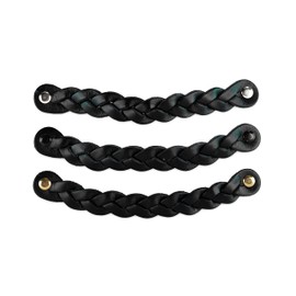 Brute Strength - Leather Handles for Furniture - Braided - Black - 6 pcs - 7-7/8 x 1 ’’ - Leather Drawer Pull - Leather Drawer knobs - Cabinet pulls - Kitchen, bathroon, Dresser
