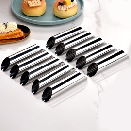 Guowall Cream Horn Mold, Stainless Steel Ice Cream Cone Mold and Tubular Shaped Reusable Pastry Mould for Baking, DIY Baking Tool with Cleaning Brush (21pcs)